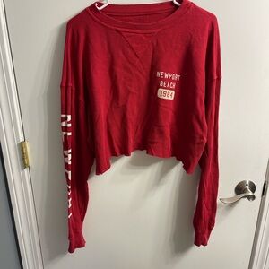 Red Newport Beach Cropped Long Sleeve
